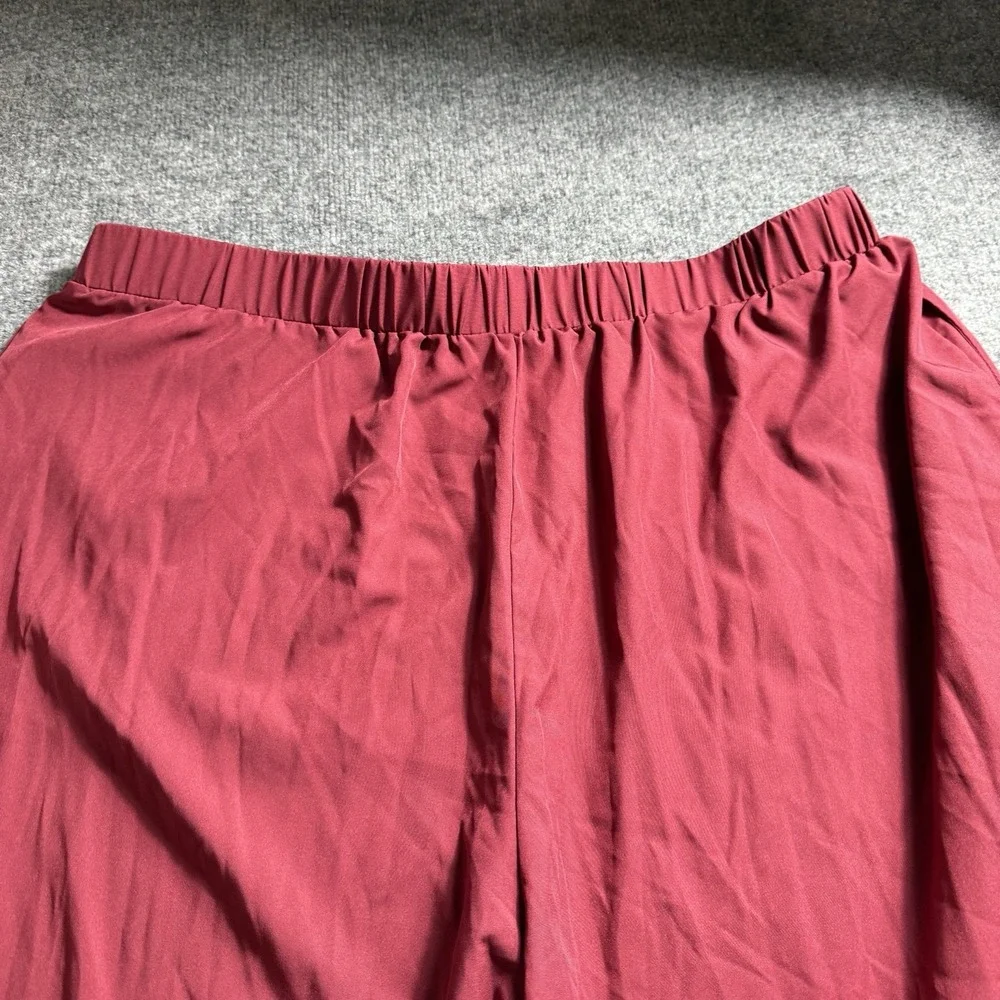 Womens Rust Red Cropped Wide Leg Pants Elastic Waist Pull On Casual Trousers 4X